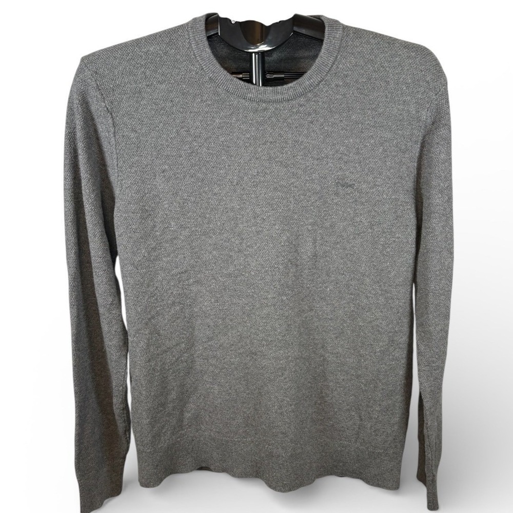 Michael Kors Mens Grey Textured Crewneck Sweater Cotton Wool‎ Blend Size M